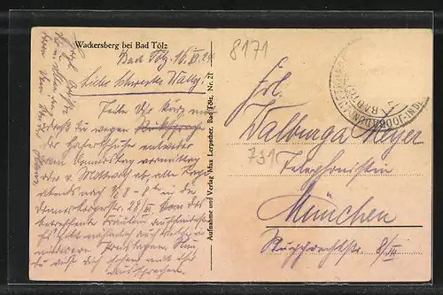 AK Wackersberg /Bad Tölz, Ortspartie, Kirche