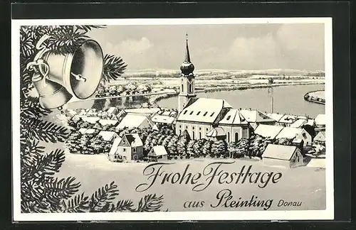 AK Pleinting, Fest Grüsse, Kirche im Schnee