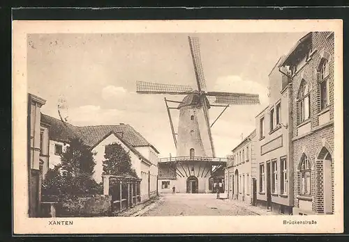 AK Xanten, Brückenstrsse mit Windmühle