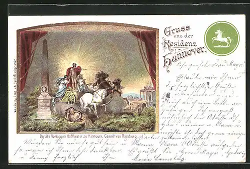 Künstler-AK Hannover, Der alte Vorhang im Hoftheater