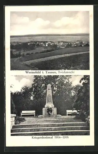 AK Westerfeld / Taunus, Kriegerdenkmal 1914-1915, Totalansicht