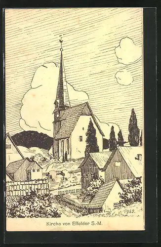AK Effelder / S-M, Kirche mit Häuser