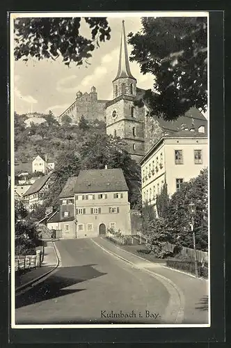 AK Kulmbach / Bayern, Kirche mit Strasse