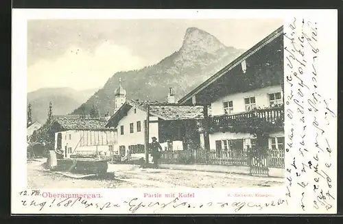 AK Oberammergau, Partie mit Kofel