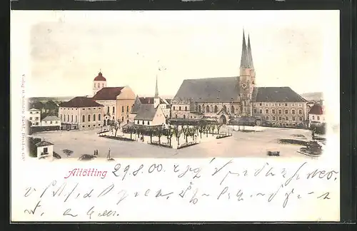 AK Altötting, Ortspartie mit Kirche