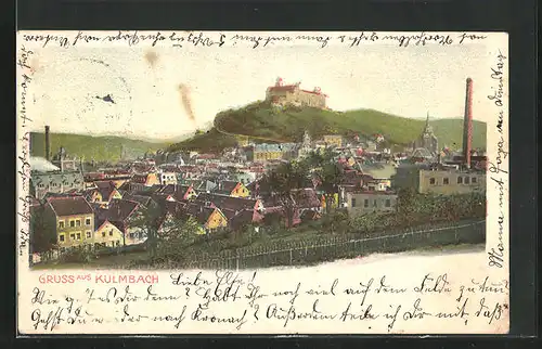 AK Kulmbach, Panoramablick auf Ort und Plassenburg