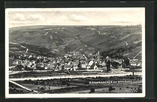 AK Randersacker, Panoramablick zum Ort