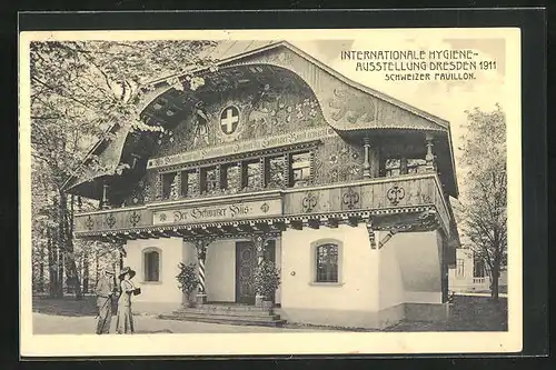 AK Dresden, Internationale Hygiene Ausstellung 1911, Schweizer Pavillon