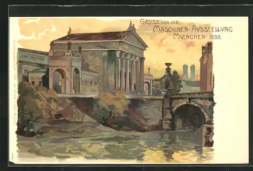 Künstler-AK München, Maschinen-Ausstellung 1898