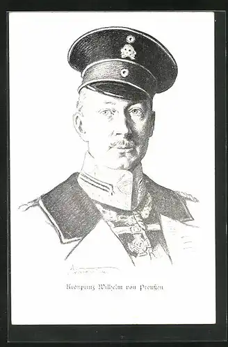 AK Kronprinz Wilhelm von Preussen mit Schirmmütze und Orden