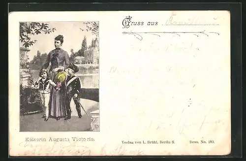 AK Kaiserin Augusta Victoria in Begleitung zweier Kinder