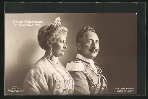 AK Portrait des Kaiserpaares im Jubiläumsjahr 1913