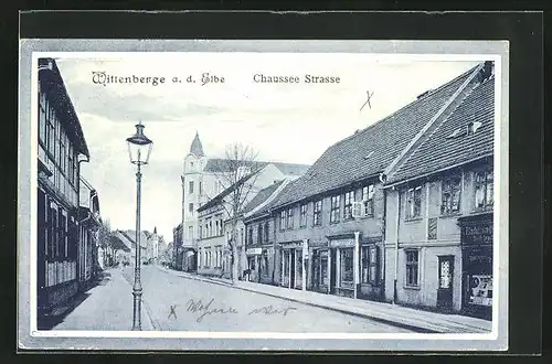 AK Wittenberge a. d. Elbe, Blick in die Chaussee Strasse