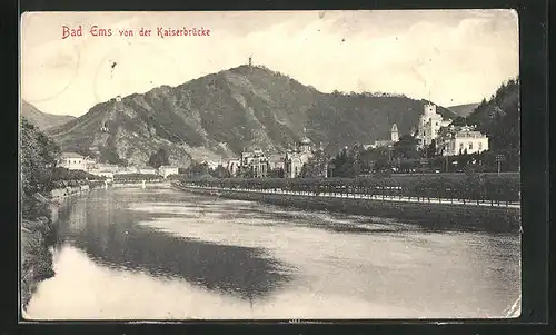 AK Bad Ems, Panorama von der Kaiserbrücke