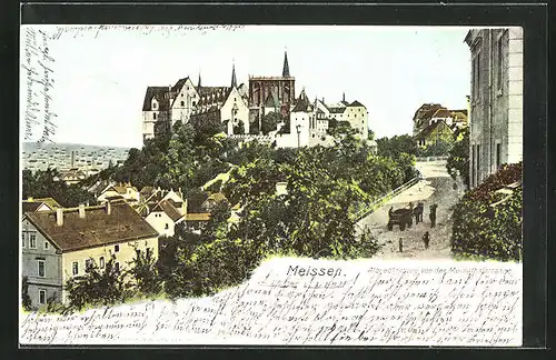 AK Meissen, Albrechtsburg von der Meisathalstrasse