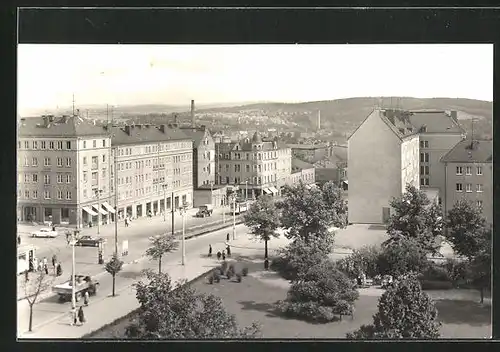 AK Plauen i. Vogtl., Bahnhofstrasse aus der Vogelschau