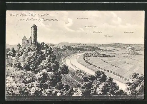 AK Burg Hornberg i. Baden, Panorama, Freiherr v. Gemmingen