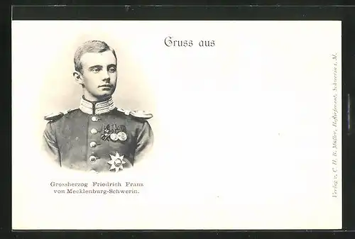 AK Portrait Grossherzog Friedrich Fran von Mecklenburg-Schwerin