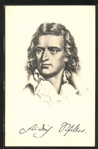 Künstler-AK Friedrich von Schiller, Portrait des jungen Dichters