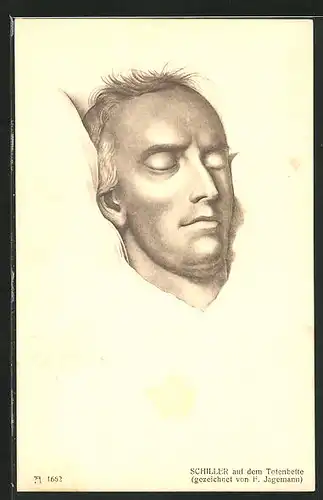 Künstler-AK Friedrich von Schiller, abgebildet auf dem Totenbett