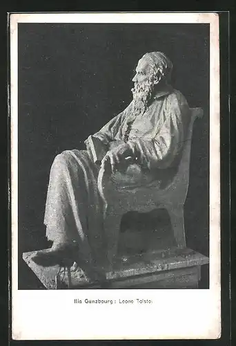 AK Leone Tolstoi, Skulptur nach Ilia Günzbourg