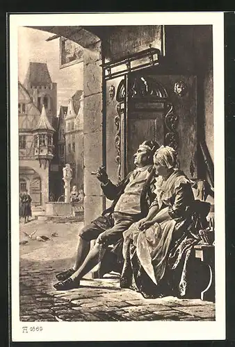 Künstler-AK Goethes Hermann und Dorothea, Unterm Torweg