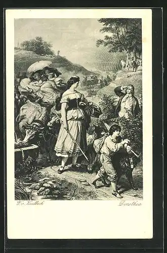 Künstler-AK Goethes Hermann und Dorothea, Dorothea an der Tränke