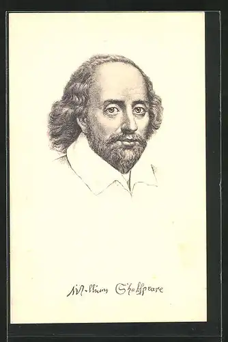 Künstler-AK Porträt William Shakespeare, englischer Dramatiker