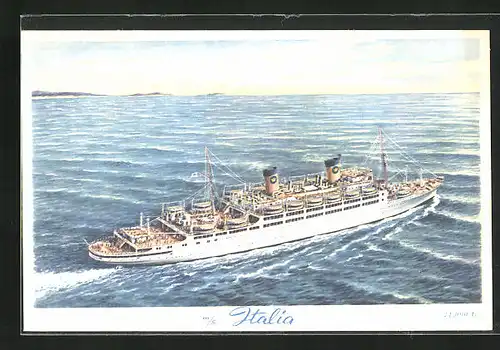 AK Dampfer M.S. Italia auf der Route New York - Nassau