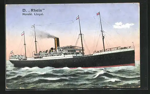 AK Nordd. Lloyd, das Passagierschiff D. Rhein auf See