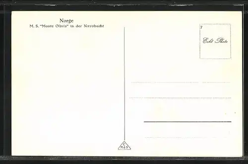 AK Norge, das Passagierschiff M.S. Monte Olivia in der Naerobucht