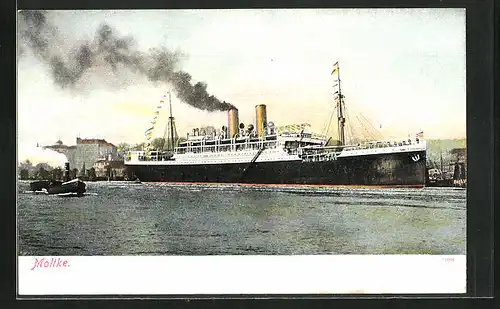 AK Passagierschiff Moltke, mit Schleppern im Hafen