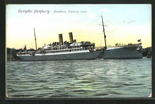AK Dampfer Hamburg auf See, Schiff der Hamburg Amerika Linie