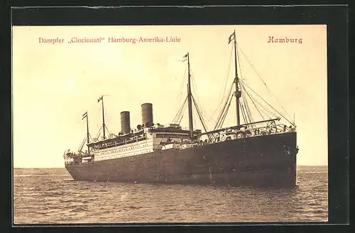 AK Hamburg, das Passagierschiff Cincinnati der Hamburg-Amerika-Linie