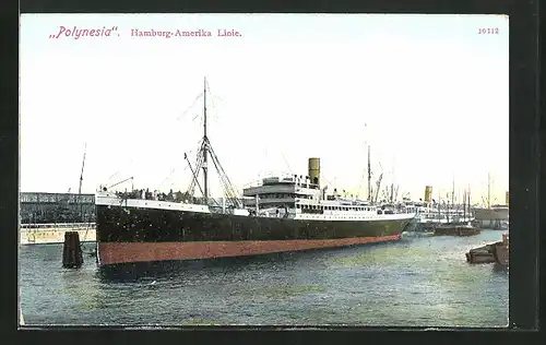 AK Passagierschiff Polynesia der Hamburg-Amerika Linie, am Quai im Hafen