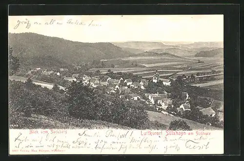 AK Sülzhayn / Südharz, Ortschaft vom Sackberg gesehen