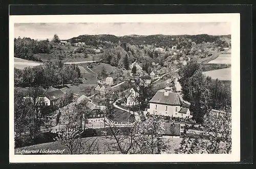 AK Lückendorf, Blick vom Sommerberg über Kretscham und Kirche