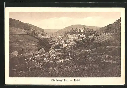 AK Stolberg / Harz, Totalansicht der Ortschaft, Rückseitig Stempel: Josephshöhe
