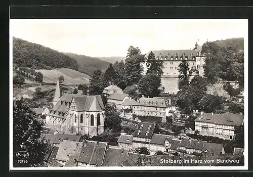 AK Stolberg / Harz, Ortskern vom Bandweg gesehen