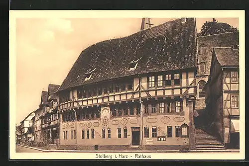 AK Stolberg / Harz, Rathaus in Fachwerk-Bauweise