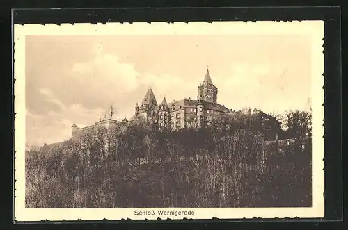AK Wernigerode, Blick hinauf zum Schloss