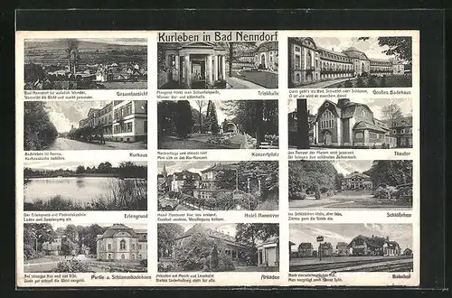 AK Bad Nenndorf, Kurleben, Grosses Badehaus, Schlösschen, Bahnhof, Erlengrund