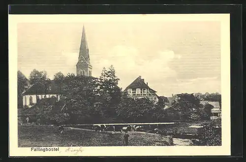 AK Fallingbostel, Blick zur Kirche im Ort
