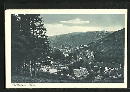 AK Rübeland am Harz, Blick über den gesamten Ort im Tal