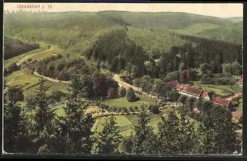 AK Wendefurt i. H., Blick auf die Siedlung im Tal