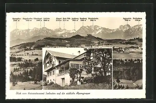 AK Seeg i. Allg., Weinrestaurant & Pension Seeleuten, Blick vom Weinrestaurant auf die südliche Alpengruppe
