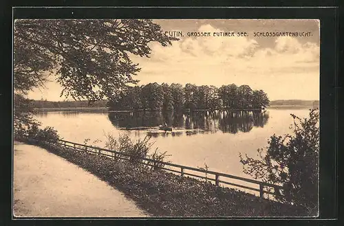 AK Eutin /Holstein, Grosser Eutiner See, Schlossgartenbucht