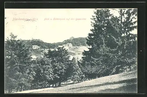 AK Blankenburg /Harz, Blick vom Schlosspark auf den Grossvater
