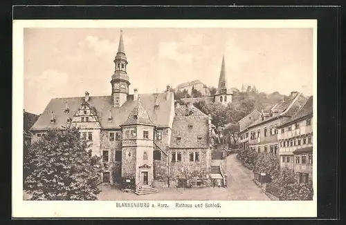 AK Blankenburg /Harz, Rathaus und Schloss