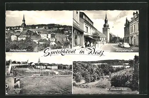 AK Sprockhövel /Westf., Totalansicht, Freibad, Hauptstrasse, im Hammertal